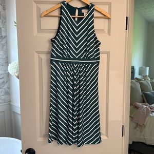 Loft teal striped mini dress.